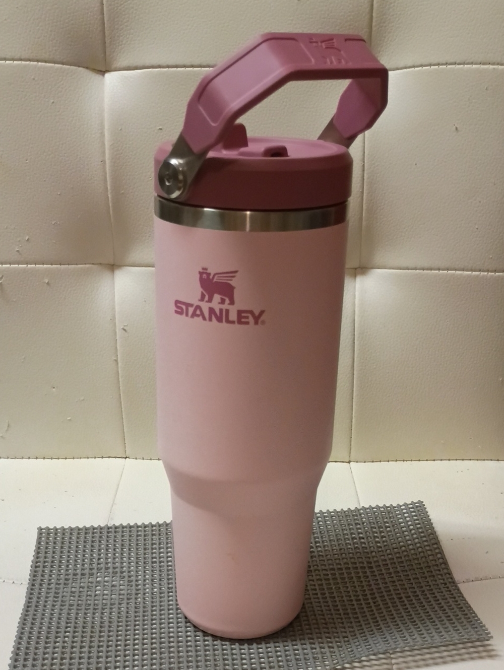 Stanley Pink Insulated Travel Tumbler with Carry Handle. No Straw